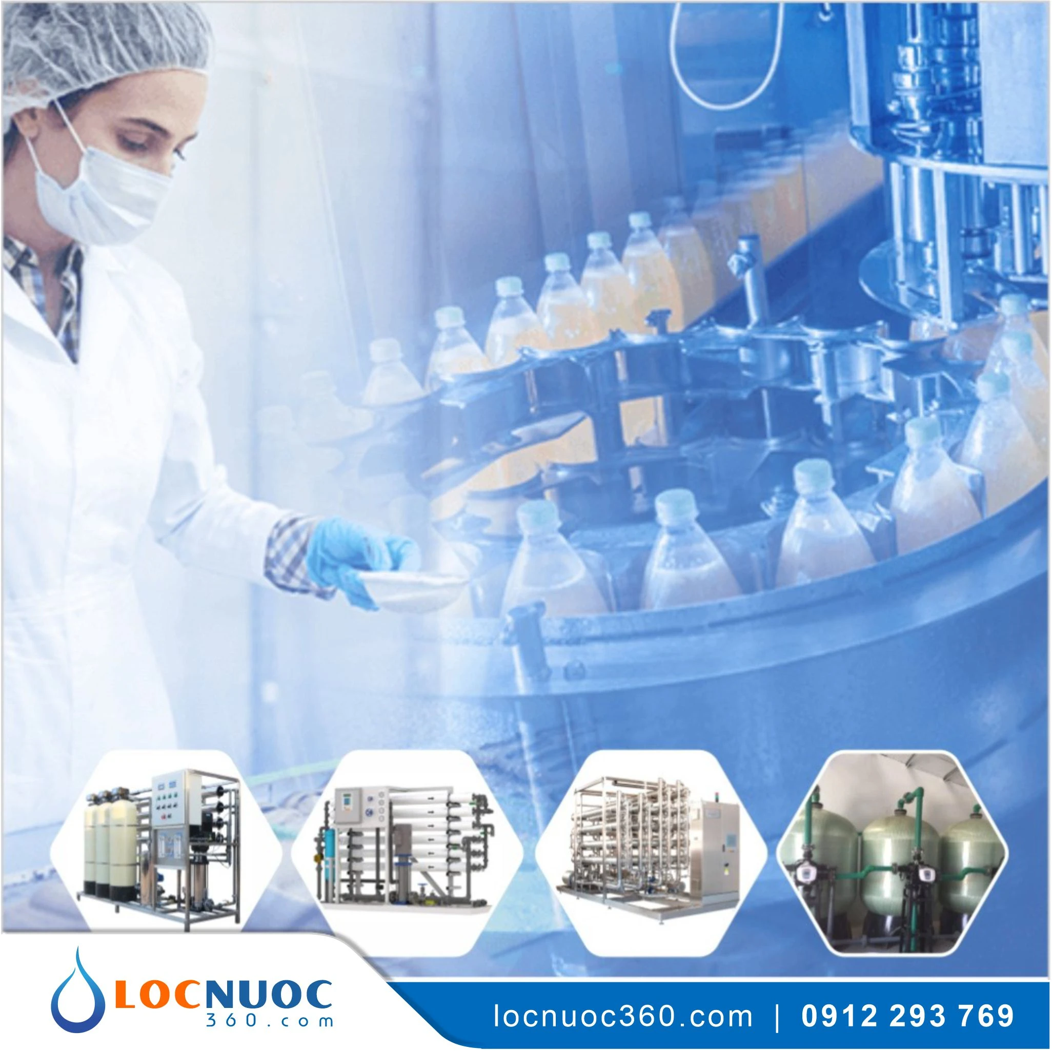 Máy lọc nước RO 2000lit đóng bình, đóng chai Tinh khiết