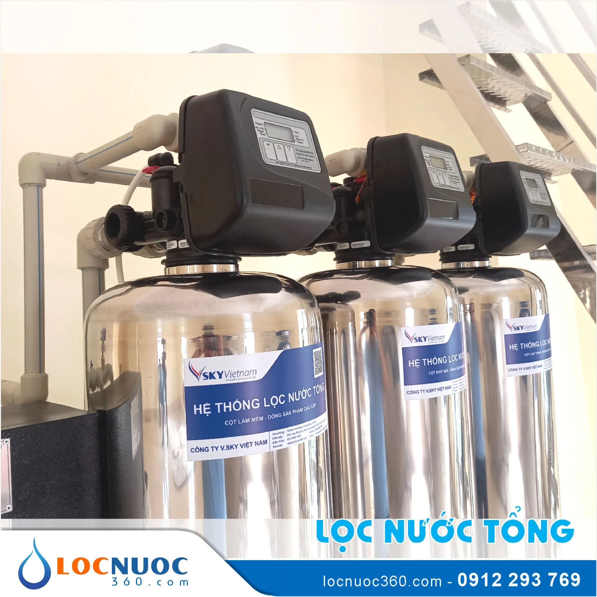 Máy lọc nước tổng dùng Bình tích áp kháng khuẩn