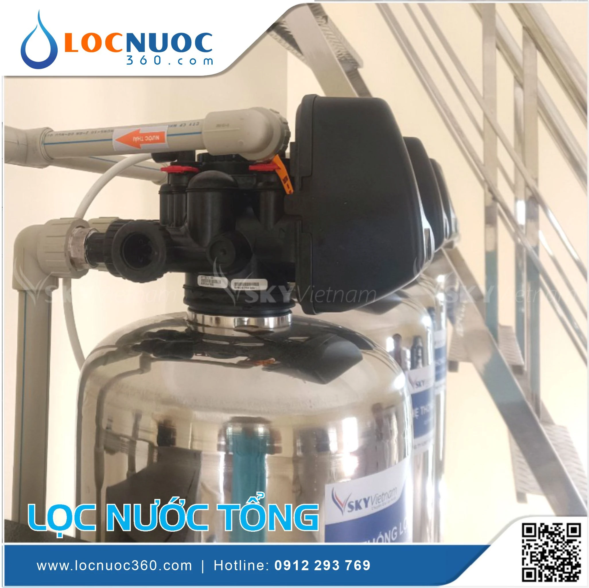 Máy lọc nước tổng dùng Van điện tử tự động sục rửa 2 Máy lọc nước tổng dùng Van điện tử tự động sục rửa