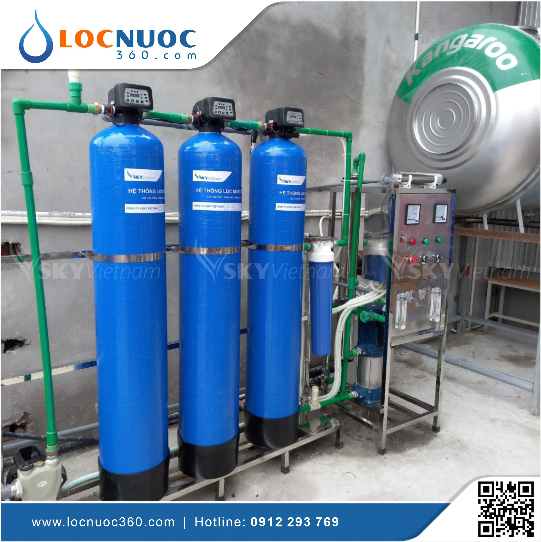 Máy lọc nước RO Tinh khiết 350lit sản xuất Nước đóng bình 2 Máy lọc nước RO Tinh khiết 350lit sản xuất Nước đóng bình