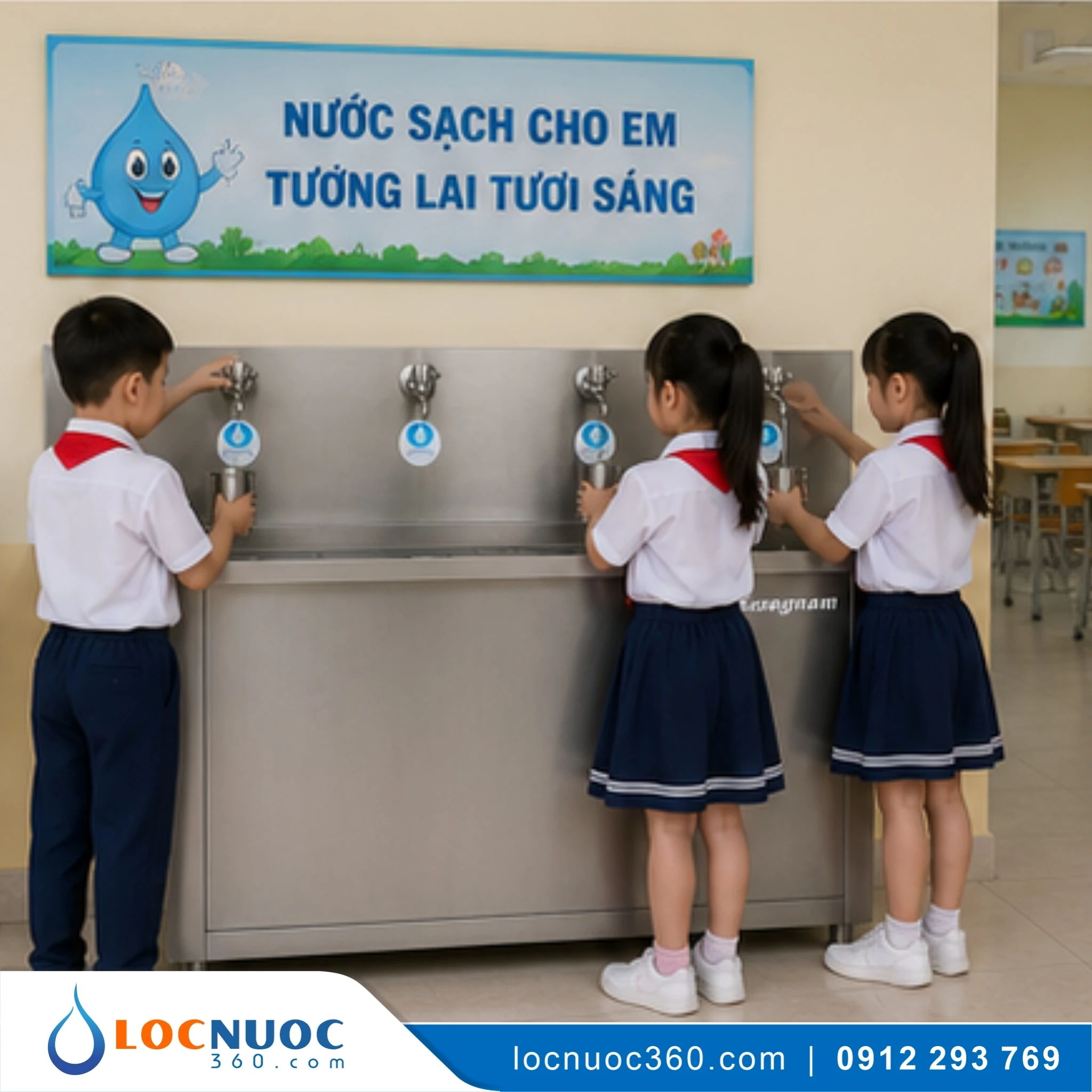 Máy làm Nóng – Lạnh nước 04 vòi cho Trường học KN-4GB