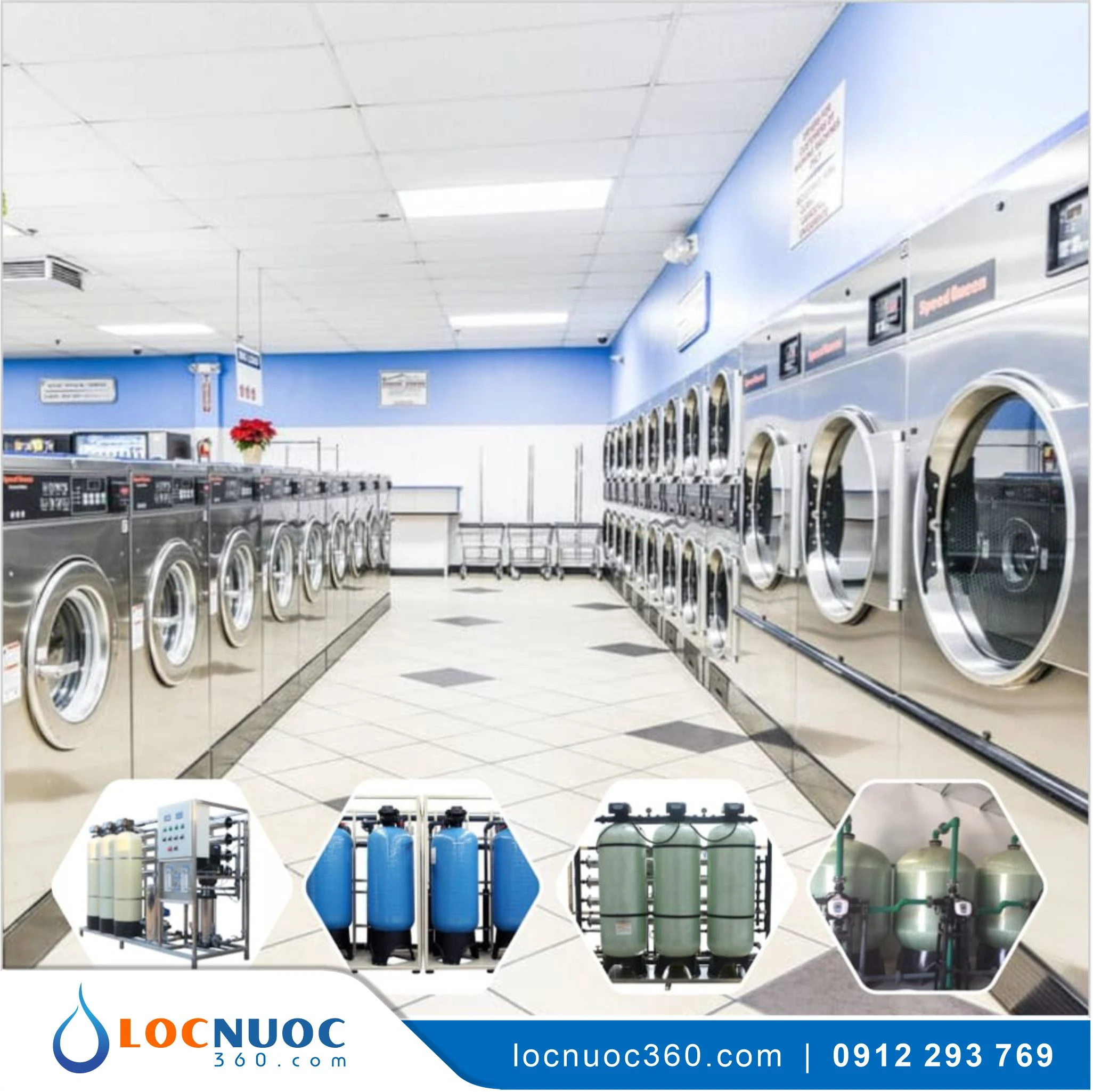 Hệ thống lọc nước nhiễm Canxi cho Giặt là công nghiệp