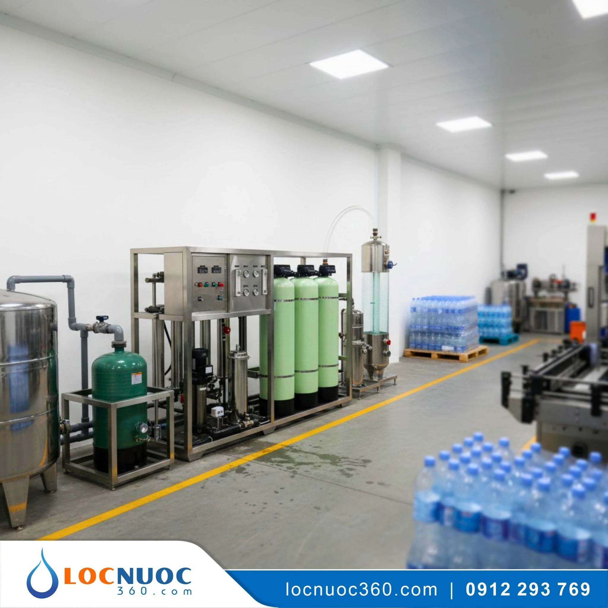 Dây chuyền lọc nước tinh khiết đóng bình, đóng chai