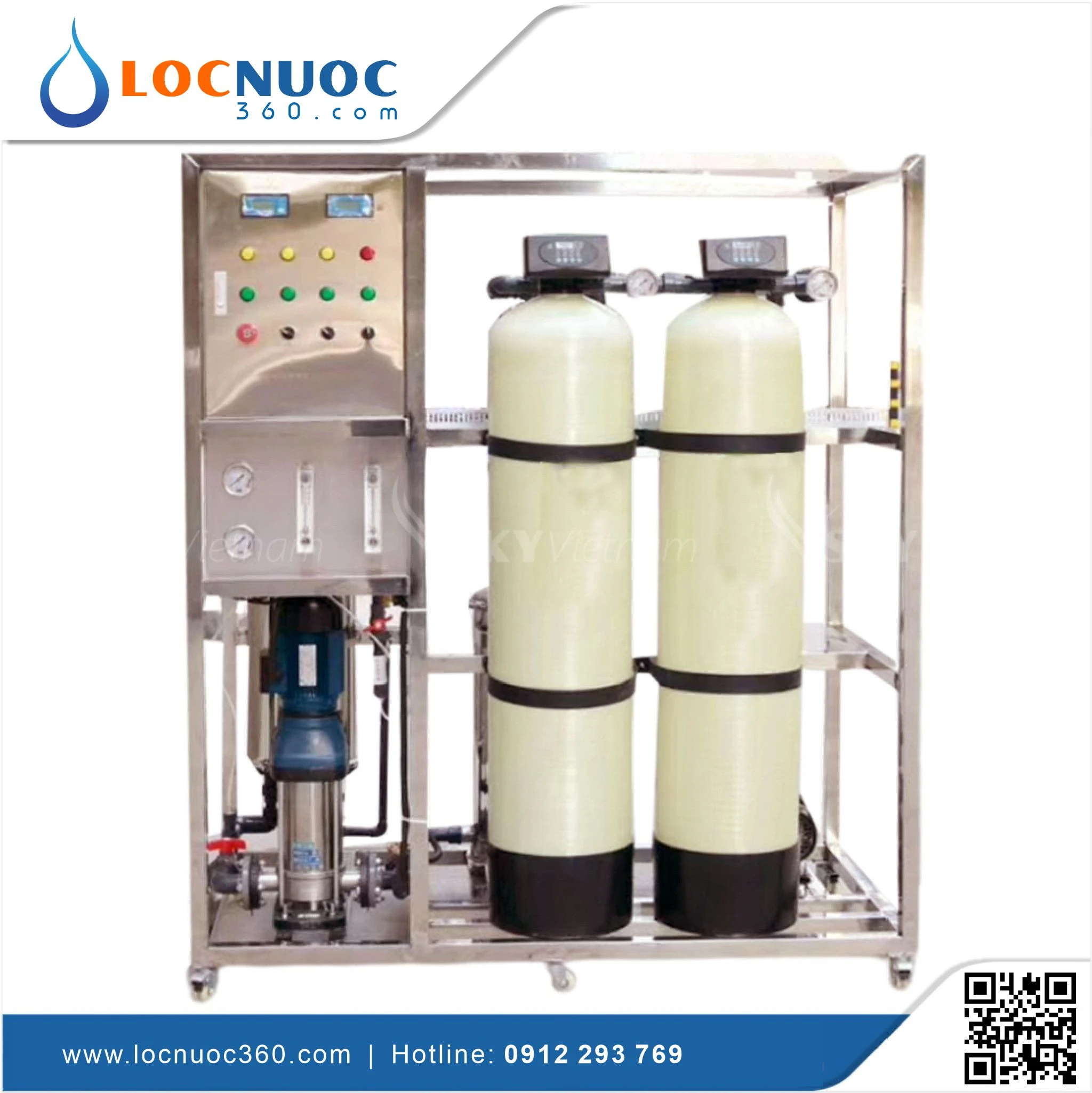 Hệ thống máy lọc nước RO công nghiệp 350 l/h đạt chuẩn nước uống