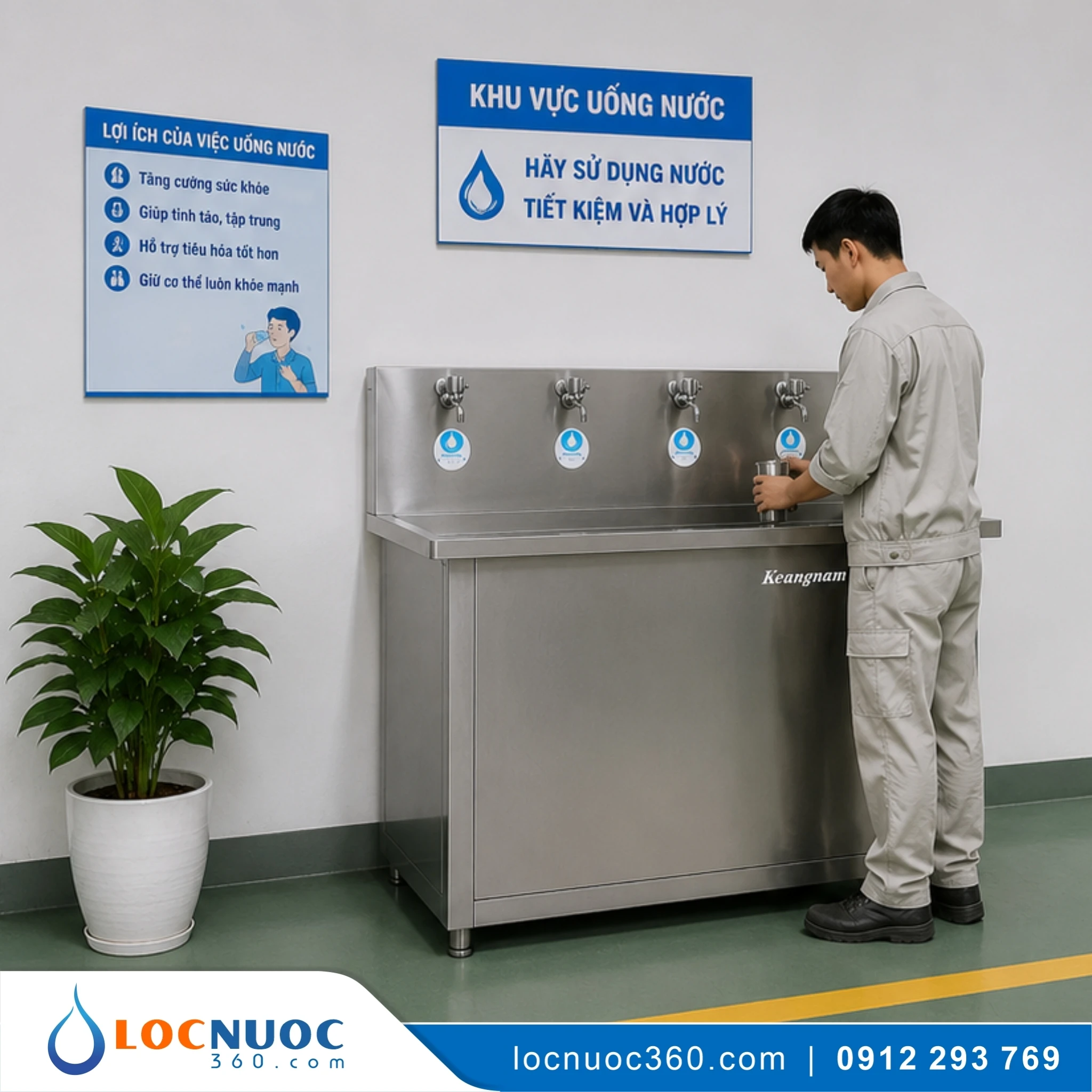 Máy lọc nước 80lit 4 vòi RO tinh khiết cho Nhà xưởng