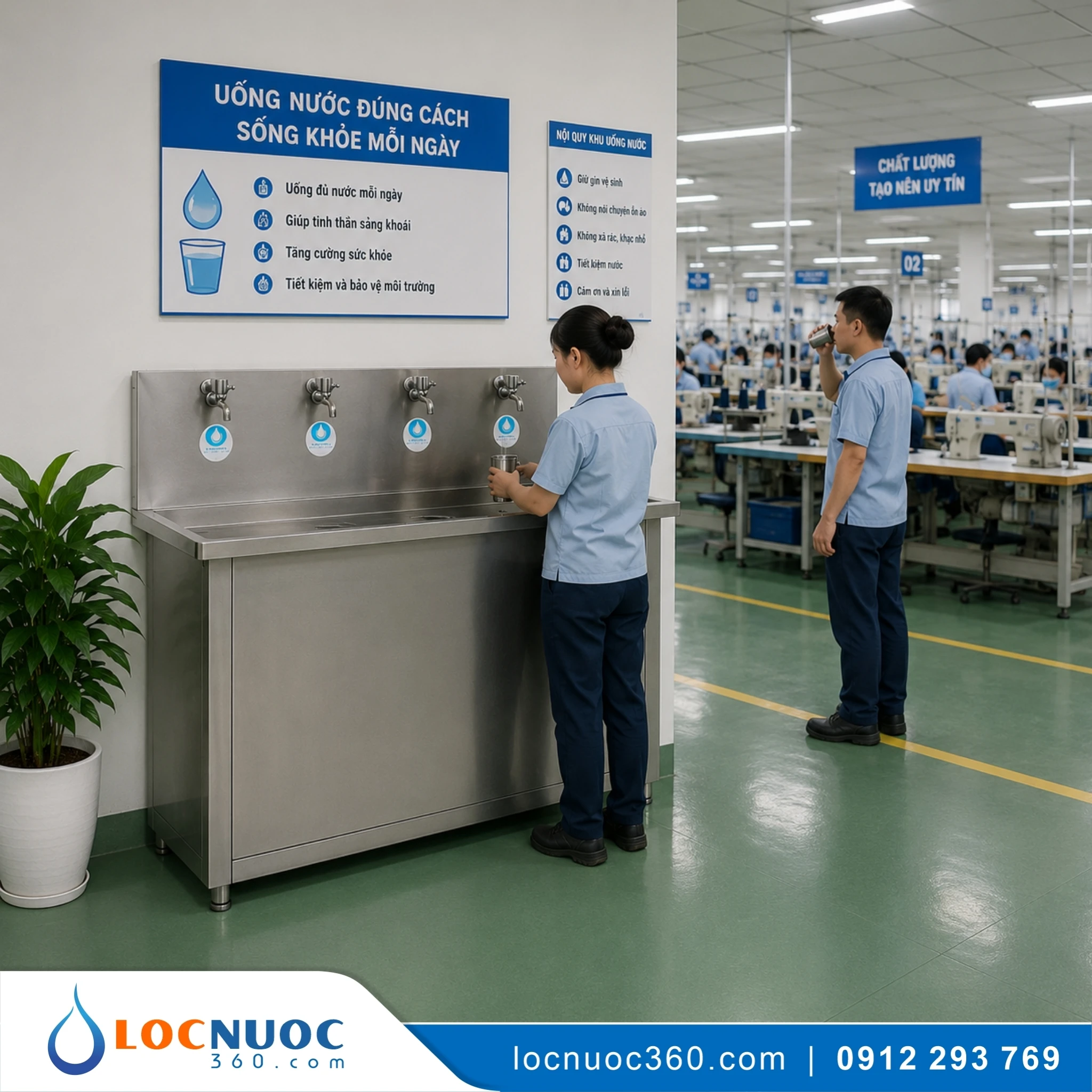 Máy lọc nước 120lit 4 vòi RO tinh khiết cho Nhà xưởng