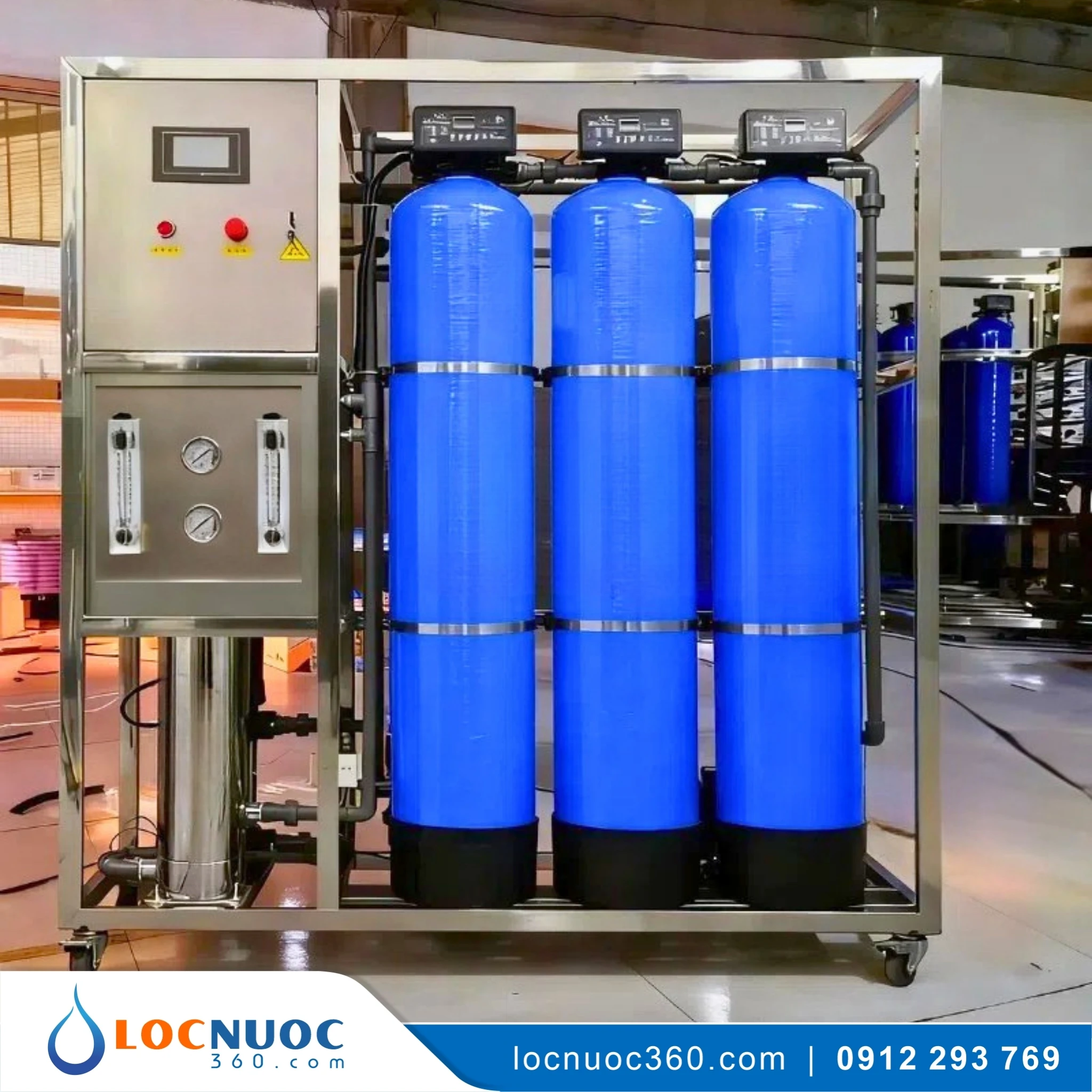 Thiết bị Lọc nước tinh khiết RO 500 lít/h cho Biệt thự | Van tự động | Cột Composite