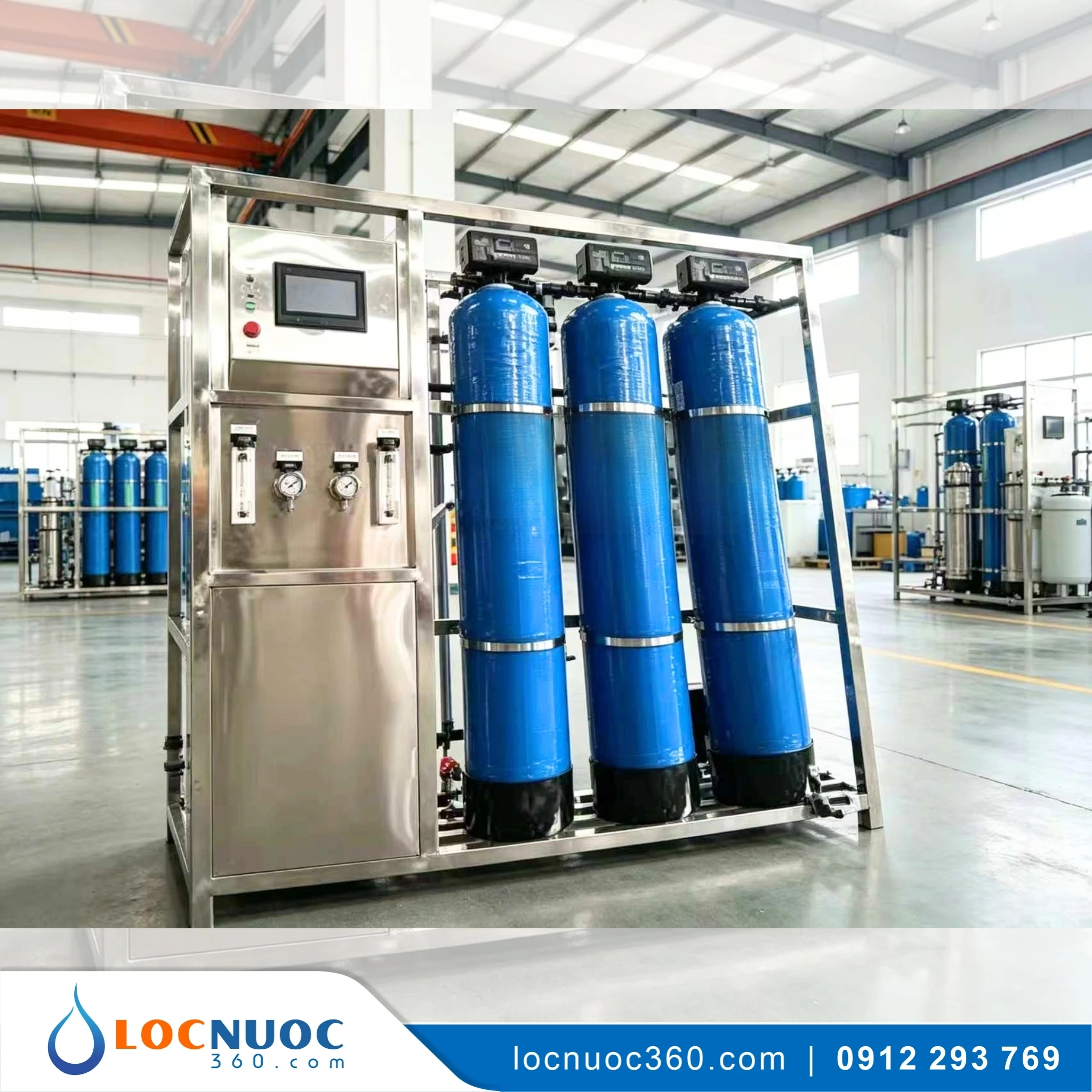 Hệ thống máy lọc nước 1000 l/h Công nghiệp cho Dây chuyền sản xuất