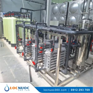 Hệ thống xử lý nước khử khoáng RO-DI 3000l/h trong Nhà máy Dược phẩm
