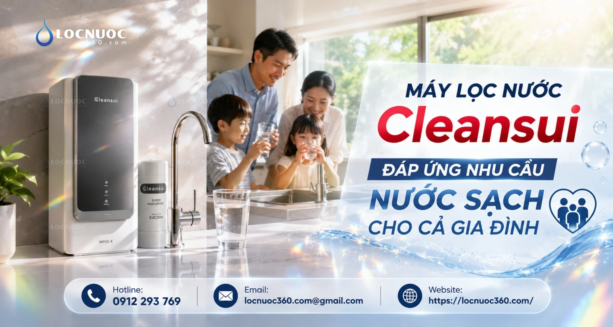 Máy lọc nước Cleansui đáp ứng nhu cầu nước sạch cho cả gia đình